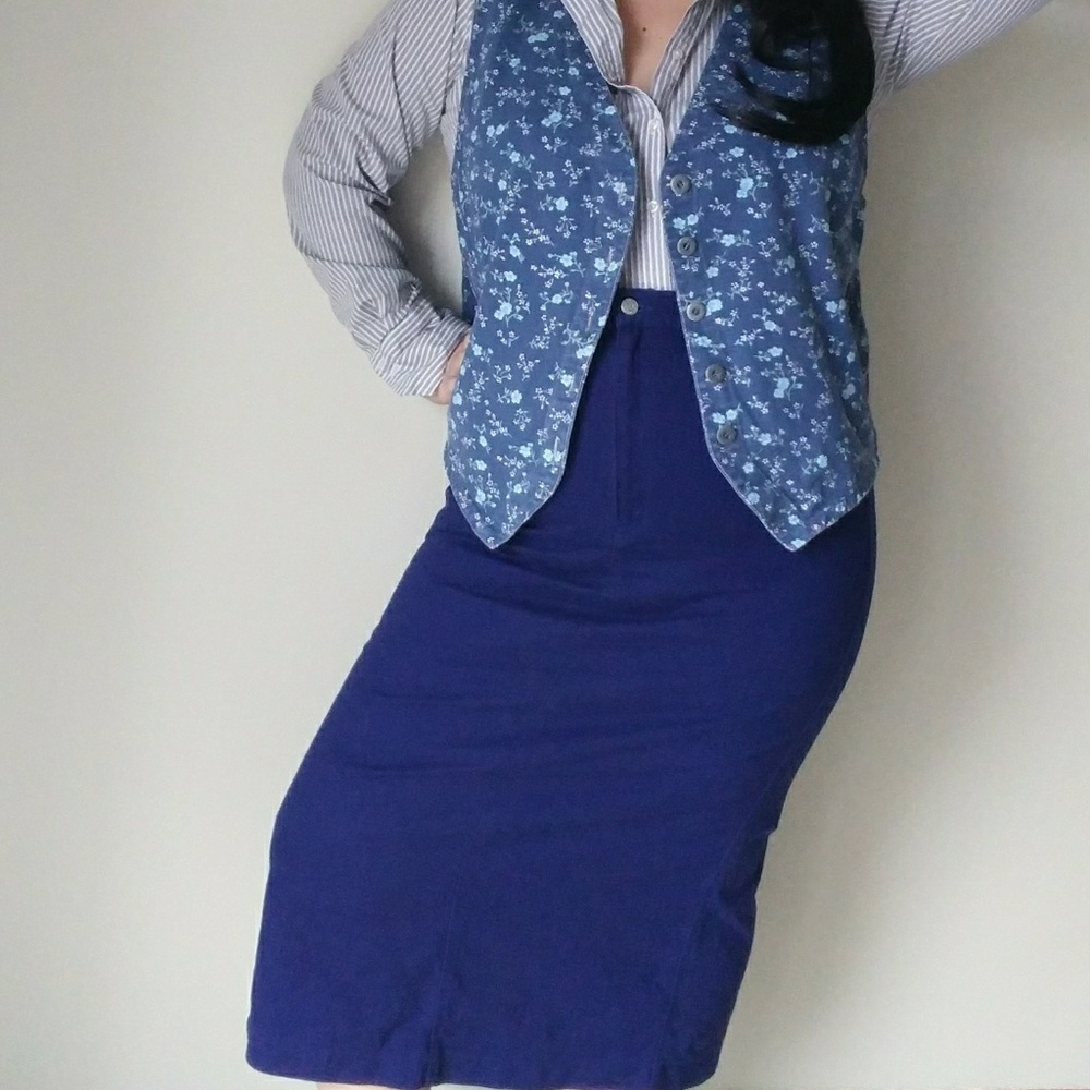 80's Blue Jean Dungaree Skirt - Size 12/14